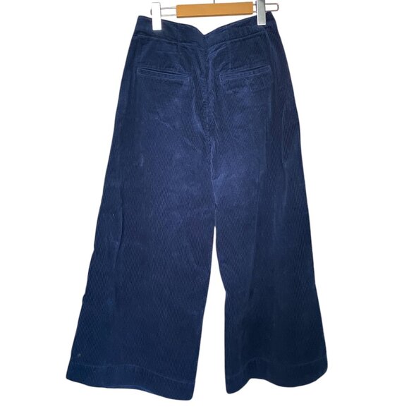 UNIQLO U Navy Blue Wide Leg Corduroy Trouser Pants Size 6 - Picture 3 of 10